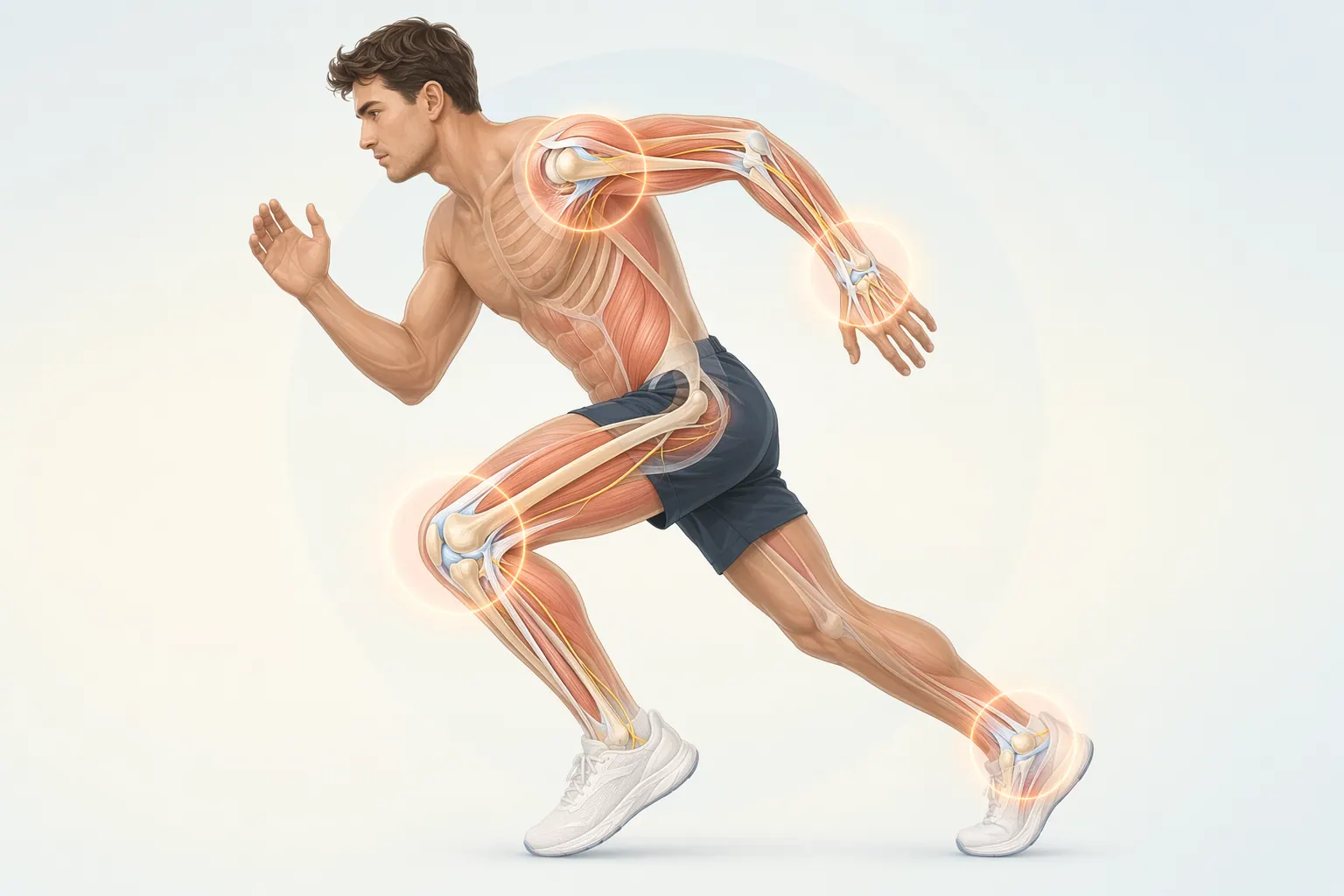 Cross-section of a chronic tendinopathy showing disorganized collagen, poor blood supply, and the target site for shockwave or cortisone